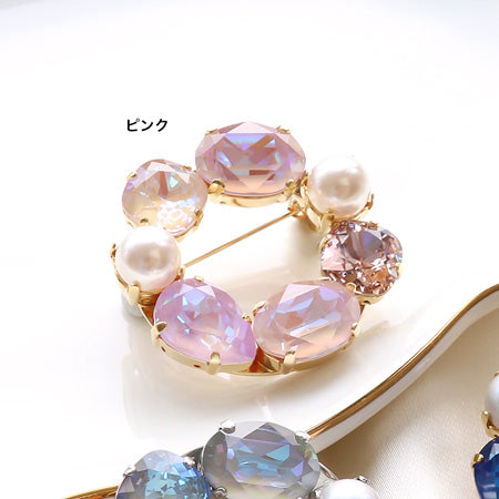 レシピNo.KR0282　クリスタルのサークルブローチ