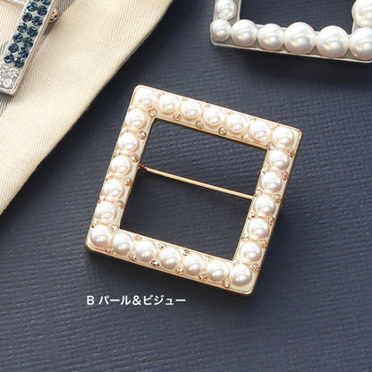 レシピNo.KR0364　スクエアビジューブローチ3種