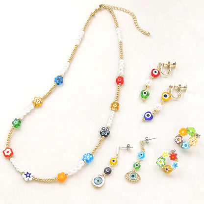 レシピNo.KR0424　ミルフィオリガラスのモチーフビーズアクセサリー4種