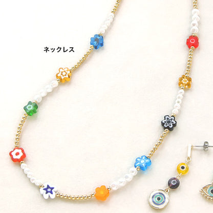 レシピNo.KR0424　ミルフィオリガラスのモチーフビーズアクセサリー4種