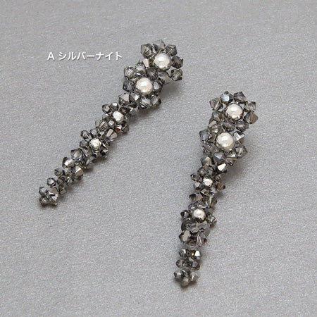 レシピNo.KR0438　貴和クリスタルのロングイヤリング2種