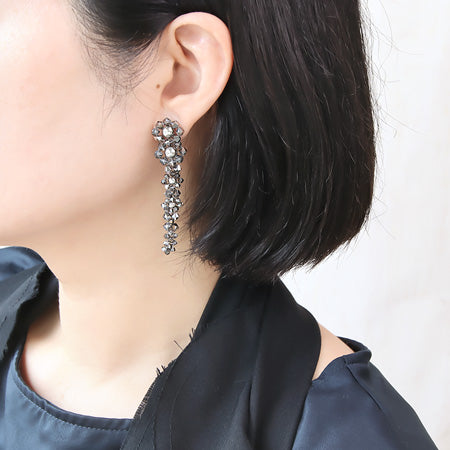 レシピNo.KR0438　貴和クリスタルのロングイヤリング2種