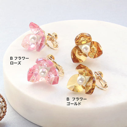 レシピNo.KR0461　貴和クリスタルのアンティークライクイヤリング2種