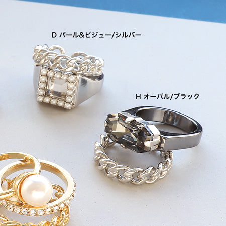 レシピNo.KR0479　メタルビジューレイヤードリング8種