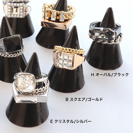 レシピNo.KR0479　メタルビジューレイヤードリング8種