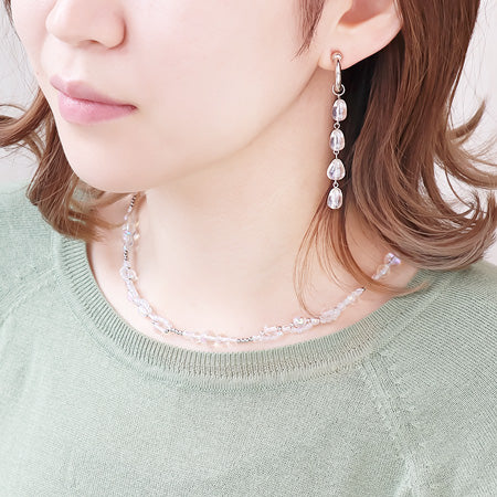 レシピNo.KR0494　チェコビーズクリアラスターのネック＆イヤリング