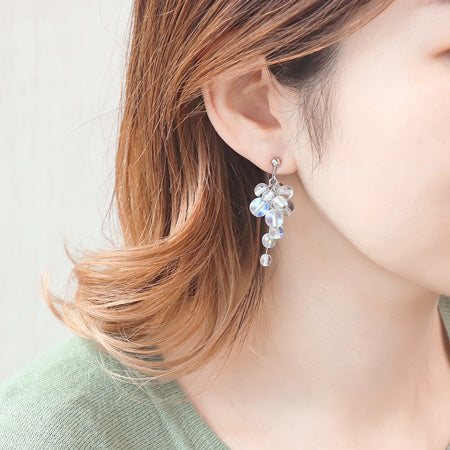 レシピNo.KR0506　チェコビーズのクリアボールアクセサリー3種