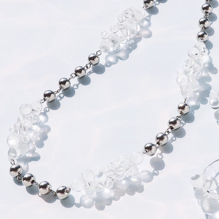 レシピNo.KR0569　ドイツ製アクリルのクリアボールネック＆ピアス