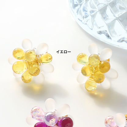 レシピ(図のみ)No.KR0576　アメリカ製ガラスシャワービーズのフラワーイヤリング