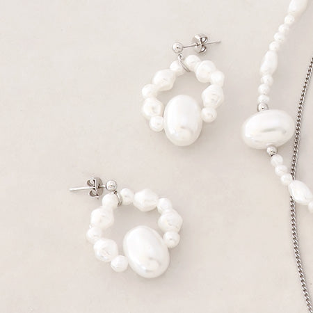 レシピNo.KR0594　樹脂パールバロックのネック＆ピアス