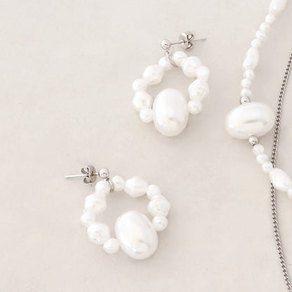 レシピNo.KR0594　樹脂パールバロックのネック＆ピアス