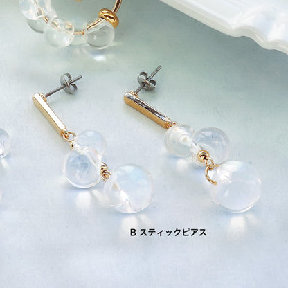 レシピNo.KR0596　ドイツ製アクリルスズマルのバブルピアス3種
