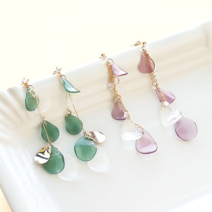 レシピ(図のみ)No.KR0597　ドイツ製アクリル花びらのスウィングピアス2種