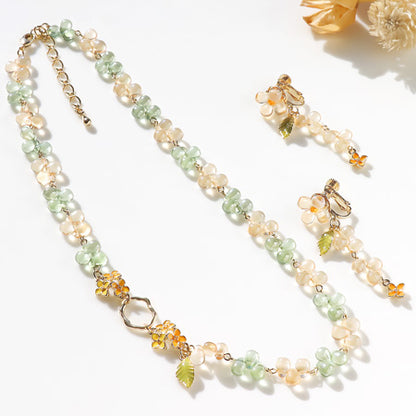 レシピNo.KR0603　チャームキンモクセイの秋色ネック＆イヤリング