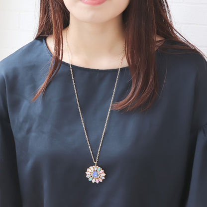 レシピNo.KR0617　貴和クリスタルのフラワーサークルネックレス