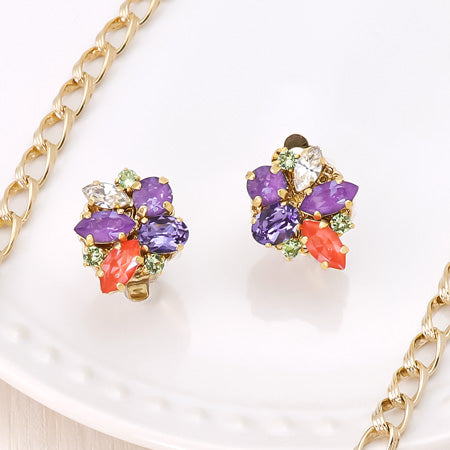 レシピNo.KR0624　貴和クリスタルのミックスビジューネック＆イヤリング