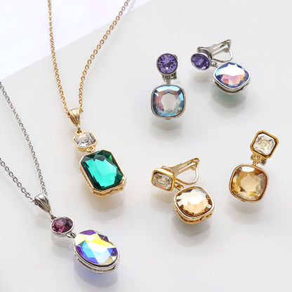 レシピNo.KR0672　貴和クリスタルと石座ビーズのリバーシブルアクセサリー4種