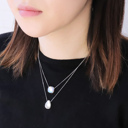 レシピ(図のみ)No.KR0673　貴和クリスタルと石座ビーズのリバーシブルレイヤードネックレス