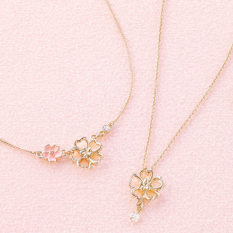 レシピNo.KR0680　チャームさくらのシンプルネックレス2種