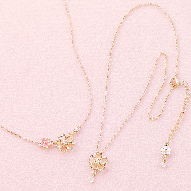 レシピNo.KR0680　チャームさくらのシンプルネックレス2種