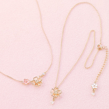 レシピNo.KR0680　チャームさくらのシンプルネックレス2種