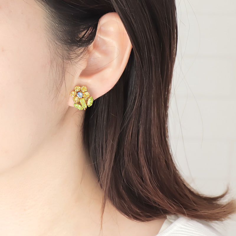 レシピNo.KR0681　貴和クリスタルのフラワーモチーフアクセサリー3種