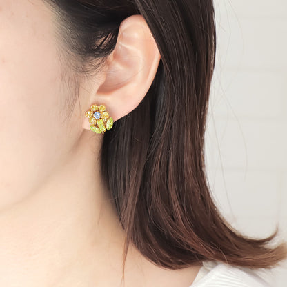 レシピNo.KR0681　貴和クリスタルのフラワーモチーフアクセサリー3種