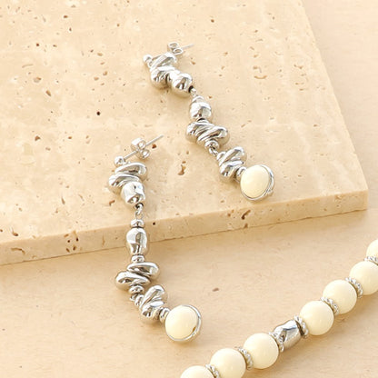 レシピNo.KR0699　ドイツ製アクリル丸とCCBパーツのネック＆ピアス