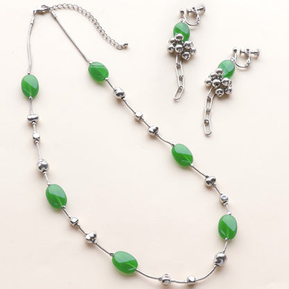 レシピNo.KR0712　ドイツ製アクリルオーバルカットのネック＆イヤリング
