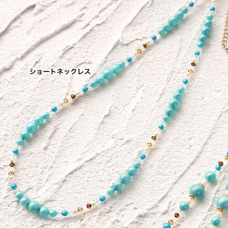 Recipe No.KR0727 Crystal pearl 3way neck and earrings