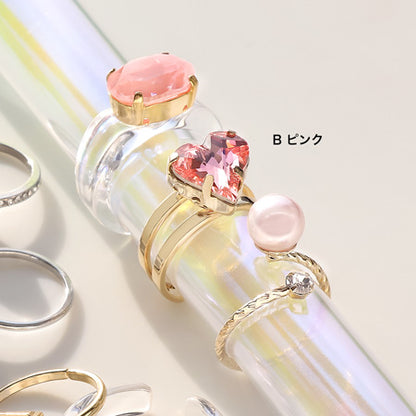 レシピNo.KR0742　貴和クリスタルのトリオカクテルリング3種