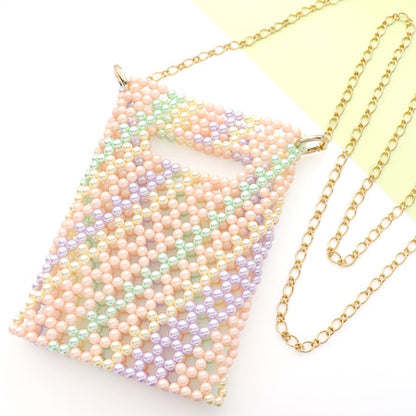 レシピNo.KR0746　パールのストライプスマホポーチ