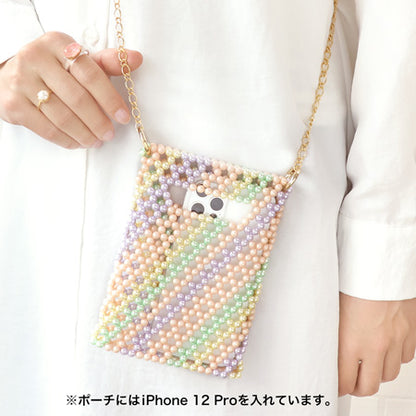 レシピNo.KR0746　パールのストライプスマホポーチ