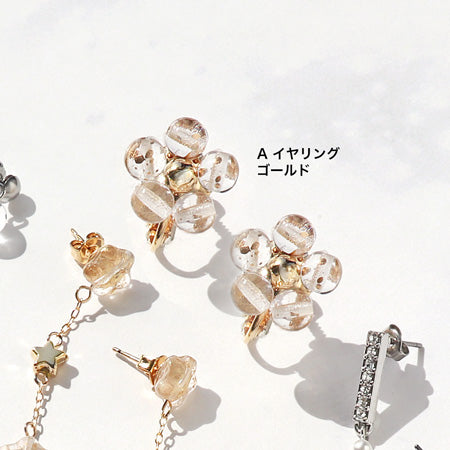 レシピNo.KR0753　チェコクリスタルレインのイヤーアクセサリー4種