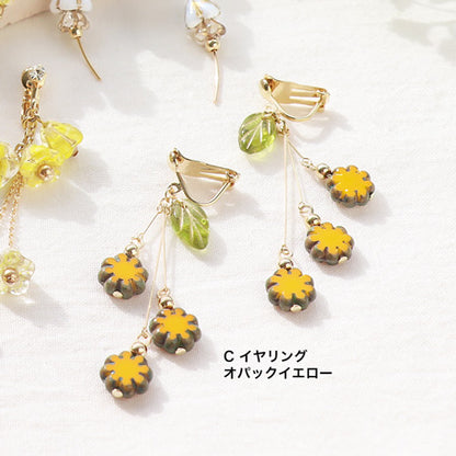 レシピNo.KR0754　チェコのフラワーモチーフイヤーアクセサリー4種
