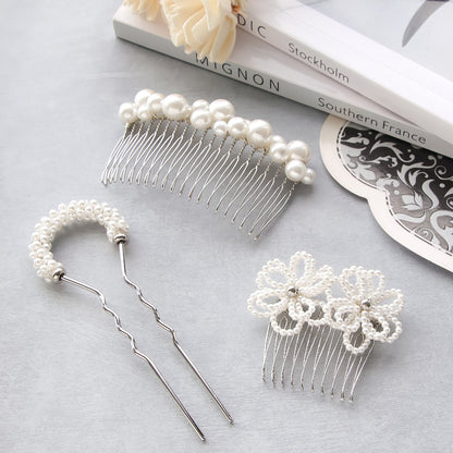 レシピNo.KR0771　パールの艶めきヘアアクセサリー3種