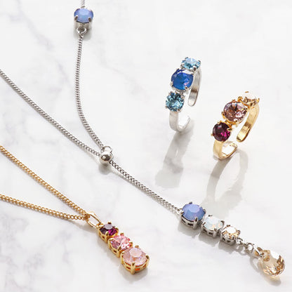 レシピNo.KR0811　貴和クリスタルのトリプルビジューアクセサリー3種