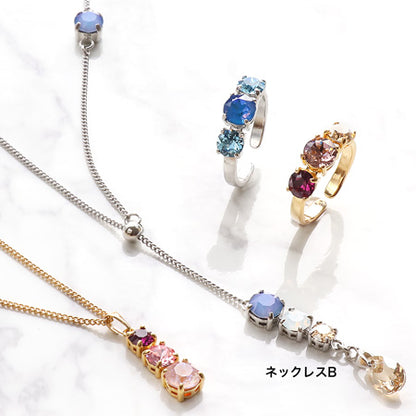 レシピNo.KR0811　貴和クリスタルのトリプルビジューアクセサリー3種