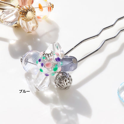 レシピ(図のみ)No.KR0812　ガラスボールとドイツ製アクリルのかんざし