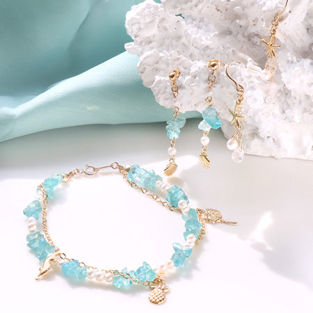 レシピNo.KR0814　K14ゴールドフィルドと半貴石のアクセサリー3種
