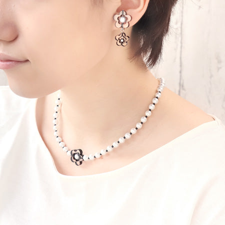 レシピNo.KR0821　チアフルフラワーのネック＆イヤリング