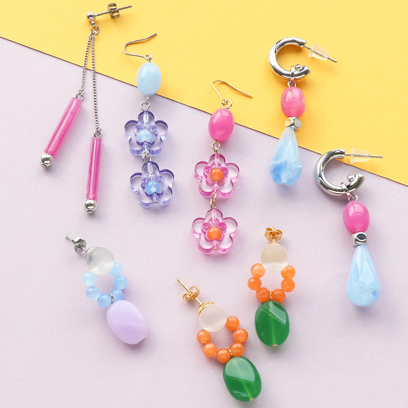 レシピNo.KR0861　ドイツ製アクリルのカラフルピアス4種 (スウィング･ポップ)