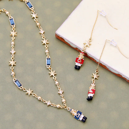 レシピNo.KR0872　チャームくるみ割り人形と星のネック＆ピアス