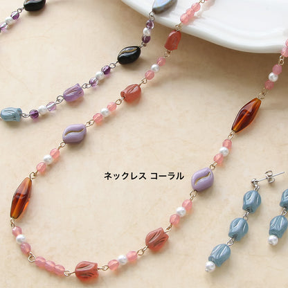 レシピNo.KR0879　チェコビーズチューリップのアクセサリー3種