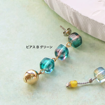 レシピNo.KR0881　チェコビーズのクリアイヤーアクセサリー3種
