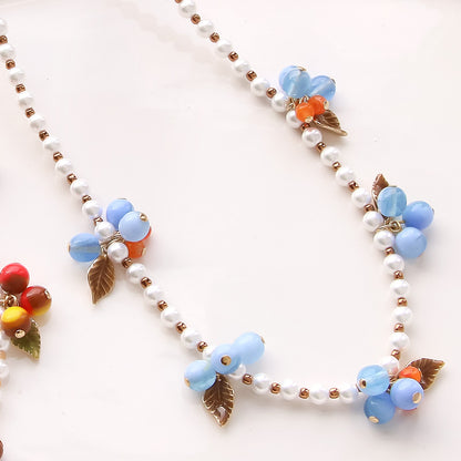 レシピ(図のみ)No.KR0882　チェコビーズの木の実ネックレス