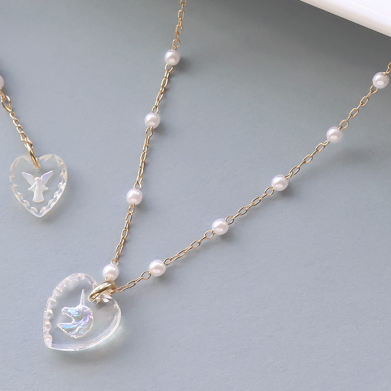 Recipe (Figure only) No.kr0901 German glass heart neck &amp; earrings
