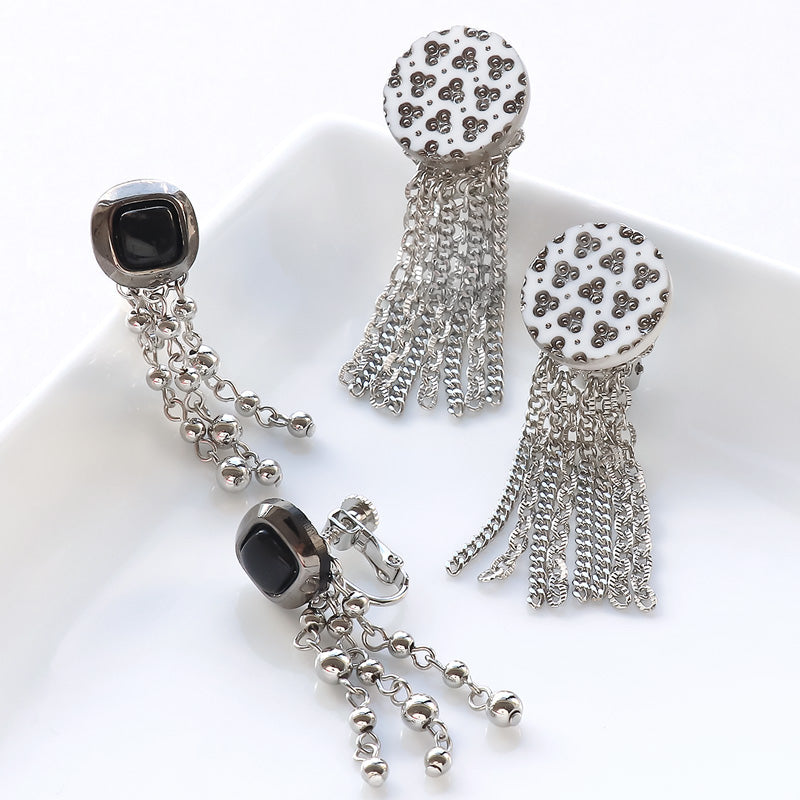 Recipe No.KR0902 2 types of German glass cabochon fringe earrings