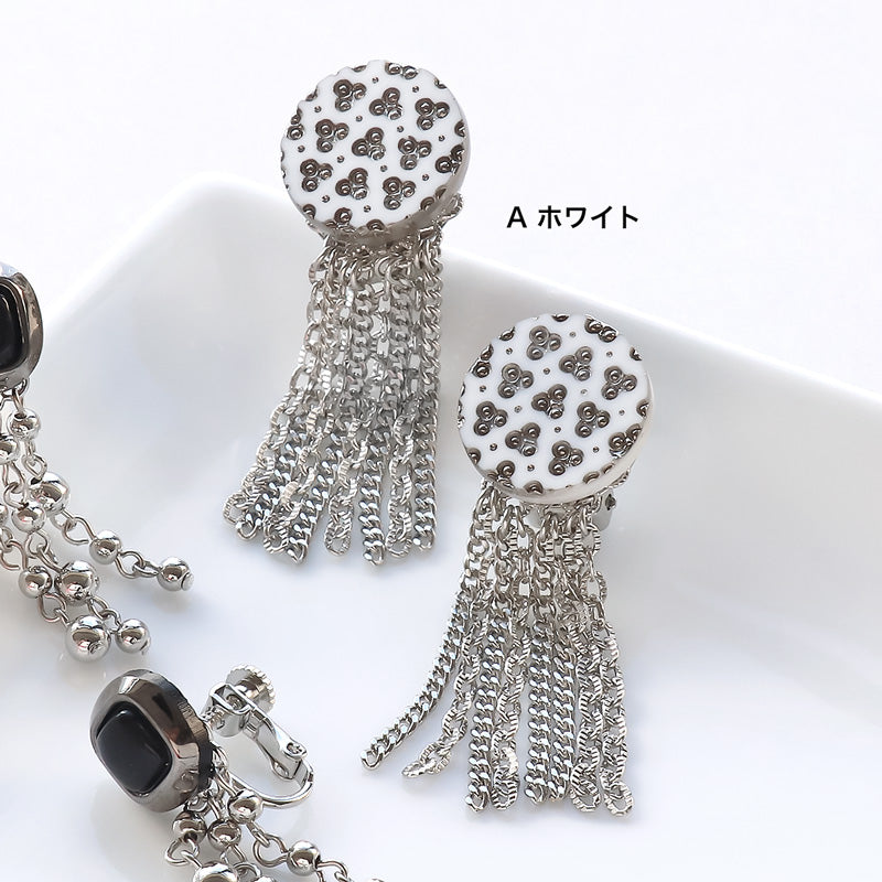Recipe No.KR0902 2 types of German glass cabochon fringe earrings