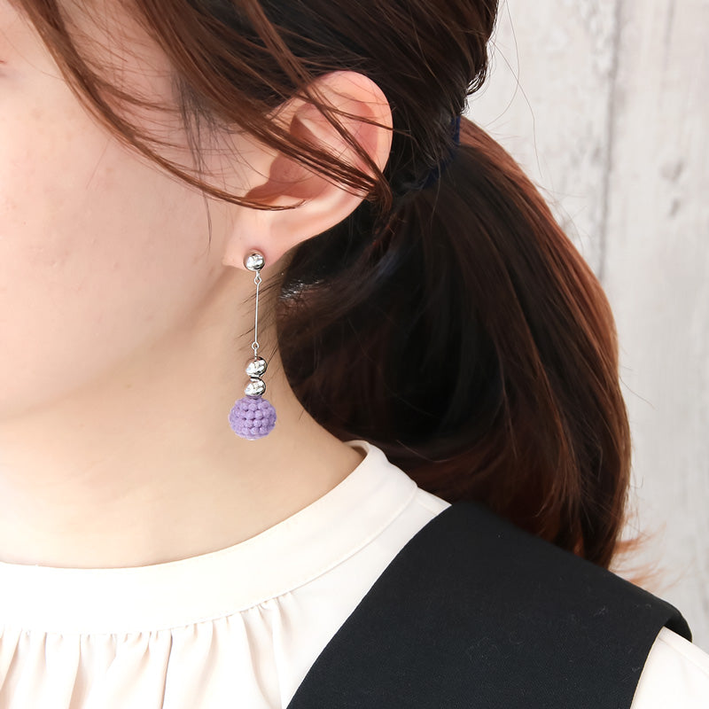 レシピNo.KR0908　フロッキーパーツぽこぽこボールのイヤーアクセサリー2種